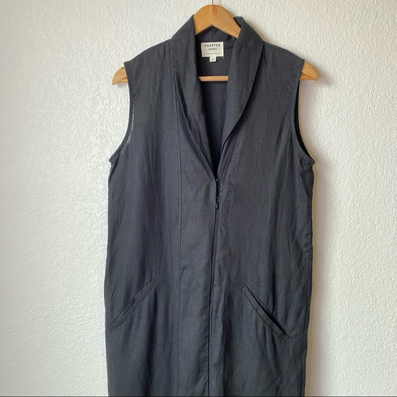 Chapter Goods 100% Linen Column Dress in Black Ink - Picture 3 of 9